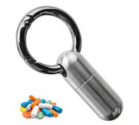 Mini Boîte à pilules Porte-clés en Titane, Étanche, Capsule d'urgence Portable avec Porte-clés pour Voyage, Camping, Pêche - Petite Boîte de Rangement pour Médicaments