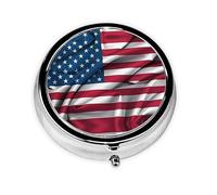 Mini boîte à pilules ronde avec drapeau américain, peut être mise dans un portefeuille, une poche, légère et pratique, pilulier à 3 compartiments, pilulier portable,