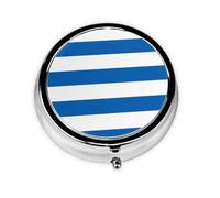 Mini boîte à pilules ronde avec drapeau grec, peut être mise dans un portefeuille, une poche, légère et pratique, pilulier à 3 compartiments, pilulier portable,