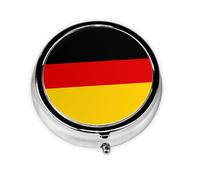 Mini boîte à pilules ronde avec revêtement en métal - Drapeau allemand - Pratique pour le transport quotidien et les voyages d'affaires