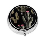 Mini boîte à pilules ronde en forme de cactus du désert, peut être mise dans un portefeuille, une poche, légère et pratique, 3 compartiments, pilulier portable,