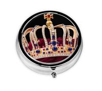 Mini boîte à pilules ronde en forme de couronne de pierres précieuses, peut être mise dans un portefeuille, une poche, légère et pratique, pilulier à 3 compartiments, pilulier portable