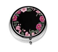Mini boîte à pilules ronde en forme de couronne de roses florales, peut être mise dans un portefeuille, une poche, légère et pratique, pilulier à 3 compartiments, pilulier portable,