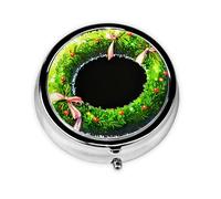 Mini boîte à pilules ronde en forme de couronne vert émeraude, peut être mise dans un portefeuille, une poche, légère et pratique, pilulier à 3 compartiments, pilulier portable,