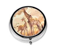 Mini boîte à pilules ronde en forme de girafe pour mère et enfant, peut être mise dans un portefeuille, une poche, légère et pratique, pilulier à 3 compartiments, pilulier portable,