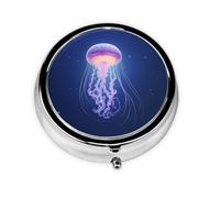 Mini boîte à pilules ronde en forme de méduse lumineuse, peut être mise dans un portefeuille, une poche, légère et pratique, 3 compartiments, pilulier portable,