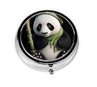 Mini boîte à pilules ronde en forme de panda mignon, peut être mise dans un portefeuille, une poche, légère et pratique, 3 compartiments, pilulier portable,