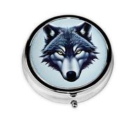 Mini boîte à pilules ronde en forme de tête de loup, peut être mise dans un portefeuille, une poche, légère et pratique, pilulier à 3 compartiments, boîte à pilules portable,