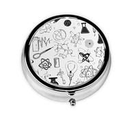 Mini boîte à pilules ronde en métal avec impression chimique, 5,1 x 5,1 x 1,8 cm, boîte de rangement de médicaments de voyage pour poche de sac à main