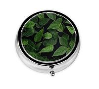 Mini boîte à pilules ronde en métal avec impression de feuilles de la Saint-Patrick - 5,1 x 5,1 x 1,8 cm - Pour sac à main