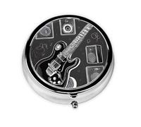 Mini boîte à pilules ronde en métal avec impression Love Rock - 5,1 x 5,1 x 1,8 cm