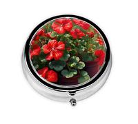 Mini boîte à pilules ronde rouge - Peut être mise dans un portefeuille, une poche, légère et pratique, 3 compartiments, pilulier portable,