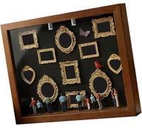 Mini boîte à silhouette avec cadres dorés à faire soi-même, kit de cadre de boîte à ombre avec musée et figurines miniatures dorées, anniversaire, mariage et décoration d'intérieur photo person brown