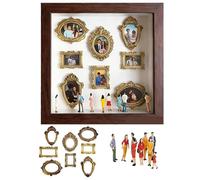 Mini boîte à Silhouette de musée à Faire soi-même, Cadre de boîte à Ombre avec lumières, kit de boîte à Ombre avec Mini Cadres dorés et Figurines de Personnes, for Anniversaire(Brown)