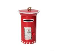 Mini boîte aux lettres décorative de vacances avec design réaliste et porte fonctionnelle, adaptée pour accrocher un sapin de Noël ou une table (rouge)