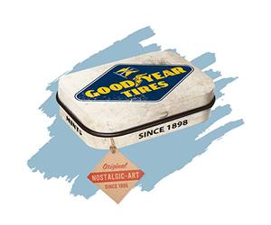 Mini boite collector Good Year (4x6x1,6cm) bonbons menthe inclus (poids net: 15g)