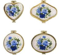Mini Boîte De Bibelots avec Couvercle à Charnière en Porcelaine Ensemble De 4, Papillon Floral Minuscule Boîte à Bijoux Vintage en Céramique Boucles D’Oreilles Anneau Suppor, C