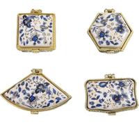 Mini Boîte De Bibelots avec Couvercle à Charnière en Porcelaine Ensemble De 4, Papillon Floral Minuscule Boîte à Bijoux Vintage en Céramique Boucles D’Oreilles Anneau Suppor, A