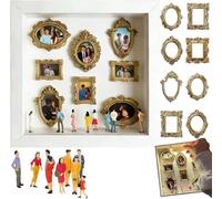 Mini boîte de présentation en forme de silhouette de musée à faire soi-même, présentoir personnalisé avec mini figurines et mini cadres dorés, célébrez vos souvenirs uniques avec style (blanc)