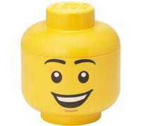 Room Copenhagen – Boîte de rangement LEGO Storage Head Happy Boy (mini) – Empilable, avec couvercle