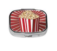 Mini boîte de rangement pour médicaments avec imprimé popcorn - Pour poche, sac à main, voyage