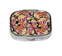 Mini boîte de rangement pour médicaments avec imprimé popcorn - Pour poche, sac à main, voyage