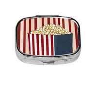 Mini boîte de rangement pour médicaments avec imprimé popcorn - Pour poche, sac à main, voyage