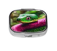 Mini boîte de rangement pour médicaments avec imprimé serpent vert
