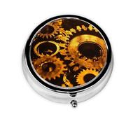 Mini boîte de rangement ronde à 3 compartiments Motif horloge Gears Clock Bronze Century