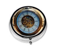 Mini boîte de rangement ronde à 3 compartiments Motif horloge Gears Clock Bronze Century