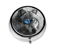 Mini boîte de rangement ronde à 3 compartiments Motif loup aux yeux bleus