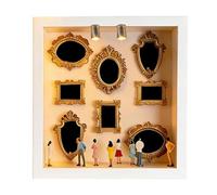 Mini boîte de silhouette de musée à faire soi-même, alimentée par piles, 25 x 25 x 3,5 cm, boîte silhouette de musée, boîte à ombre, artisanat détaillé, pour décoration murale, bibliothèque