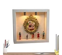 Mini boîte de silhouette de musée à faire soi-même, avec cadre miniature doré et figurines comme souvenirs, kit d'exposition pour la présentation de figurines miniatures - Pour les vacances, les