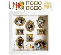 Mini Boîte De Silhouette De Musée À Faire Soi-même, Boîte D'ombre Éclairée, Mini Cadres Personnalisés, Cadre De Présentation De Photos De Famille, avec Figurines Et Doré(White)