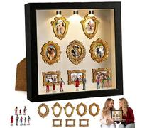 Mini boîte de Silhouette de musée à Faire soi-même, DIY Mini Cadre Doré AVCE Mini Figurines, Mini Cadres de Musée avec Lumières, Boîte Silhouette de Musée Mode, pour Saint-Valentin, Anniversaire (M3)