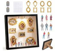 Mini boîte de silhouette de musée à faire soi-même, kit d'affichage créatif de souvenir, mini cadre photo vintage avec cadre doré, pour anniversaire, mariage, décoration de la maison (noir)
