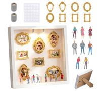 Mini boîte de silhouette de musée à faire soi-même, kit d'affichage créatif de souvenir, mini cadre photo vintage avec cadre doré, pour anniversaire, mariage, décoration de la maison (blanc)