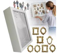 Mini boîte de silhouette de musée à faire soi-même, kit de cadre personnalisé avec mini cadres et figurines dorés, célébrez vos souvenirs uniques avec style, pour anniversaire, mariage, anniversaire