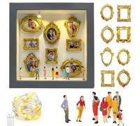 Mini Boîte De Silhouette De Musée Bricolage avec Lumières LED, Kit De Cadre De Boîte D'ombre, Cadre D'affichage De Photos Personnalisé avec Figurines Miniatures(Black)