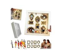 Mini boîte de silhouette de musée DIY - Célébrez vos souvenirs uniques dans le style, kit de cadre de boîte d'ombre avec mini cadres et figurines dorés, kit d'affichage créatif à mémoire de forme