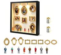 Mini boîte de silhouette de musée DIY, mini cadre photo vintage, musée miniature avec LED, kit d'affichage créatif avec 8 figurines et 8 cadres dorés pour anniversaire, mariage, décoration d'intérieur