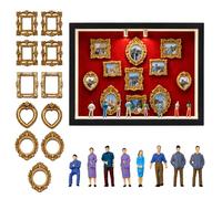 Mini boîte d'ombrage de musée DIY avec lumière LED, cadre photo en bois et résine avec 11 mini cadres et mini figurines, cadre souvenir simple, cadeau personnel pour mariage, anniversaire