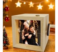 Mini boîte lumineuse mécanique à rabat personnalisée, affichage photo romantique à manivelle pour les amoureux, boîte d'amour romantique éclairée pour petite amie (16 photos, avec LED)