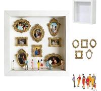 Mini boîte silhouette de musée à faire soi-même, célébrez vos souvenirs uniques avec style, kit de cadre personnalisé avec mini cadres et figurines dorés pour mariage, décoration d'intérieur