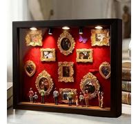 Mini Boîte Silhouette De Musée À Faire Soi-même, Kit De Cadre avec Lumières, 11 Mini Cadres Et 8 Figurines Dorés, Célébrez Vos Souvenirs Particuliers avec Style, Musée Miniature 3D pour Anniversaire