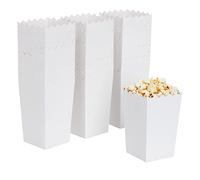 Mini Boîtes à Pop-Corn Blanches, Lot de 100 Petite Boites à Popcorn et Bonbons - Blanc - 590 ML, 8,4 x 14 cm