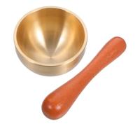 Mini Bol Chantant Bouddhiste en Laiton avec Maillet Bois pour Contemplation | Format Compact, Finition Soignée, pour Autel et Séances de Sonothérapie, avec Accessoire en Bois