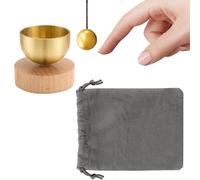 Mini bol chantant en bois - Instrument de chant portable en laiton - Outil de thérapie sonore de yoga et de méditation - Base en bois de hêtre - Carillon éolien - Accessoire de table de voyage compact
