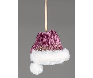 Mini Bonnet de Père Noël Rose Bordeaux 13 x 12 cm - Décorations à Suspendre pour Sapin de Noël - Ornements décoratifs festifs sur Le thème des Contes de fées