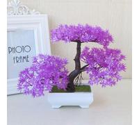 Mini bonsaï réaliste avec fleurs en plastique pour décoration de maison et événement, pas besoin d'arrosage (violet)